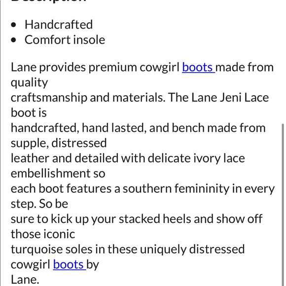 NEW IN BOX: Ivory “Jeni Lace” by Lane Boots size 7 - Picture 10 of 17